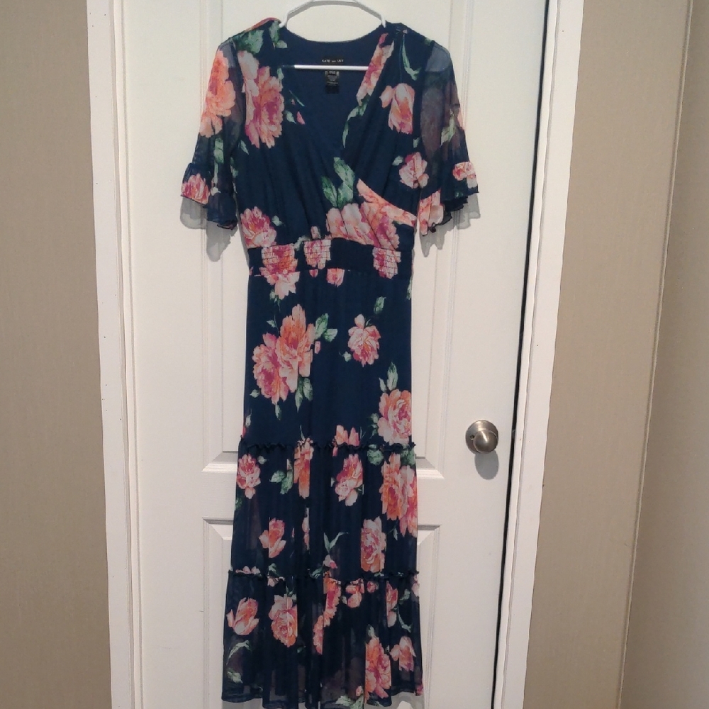 Max Studio Navy Floral Maxi Dress